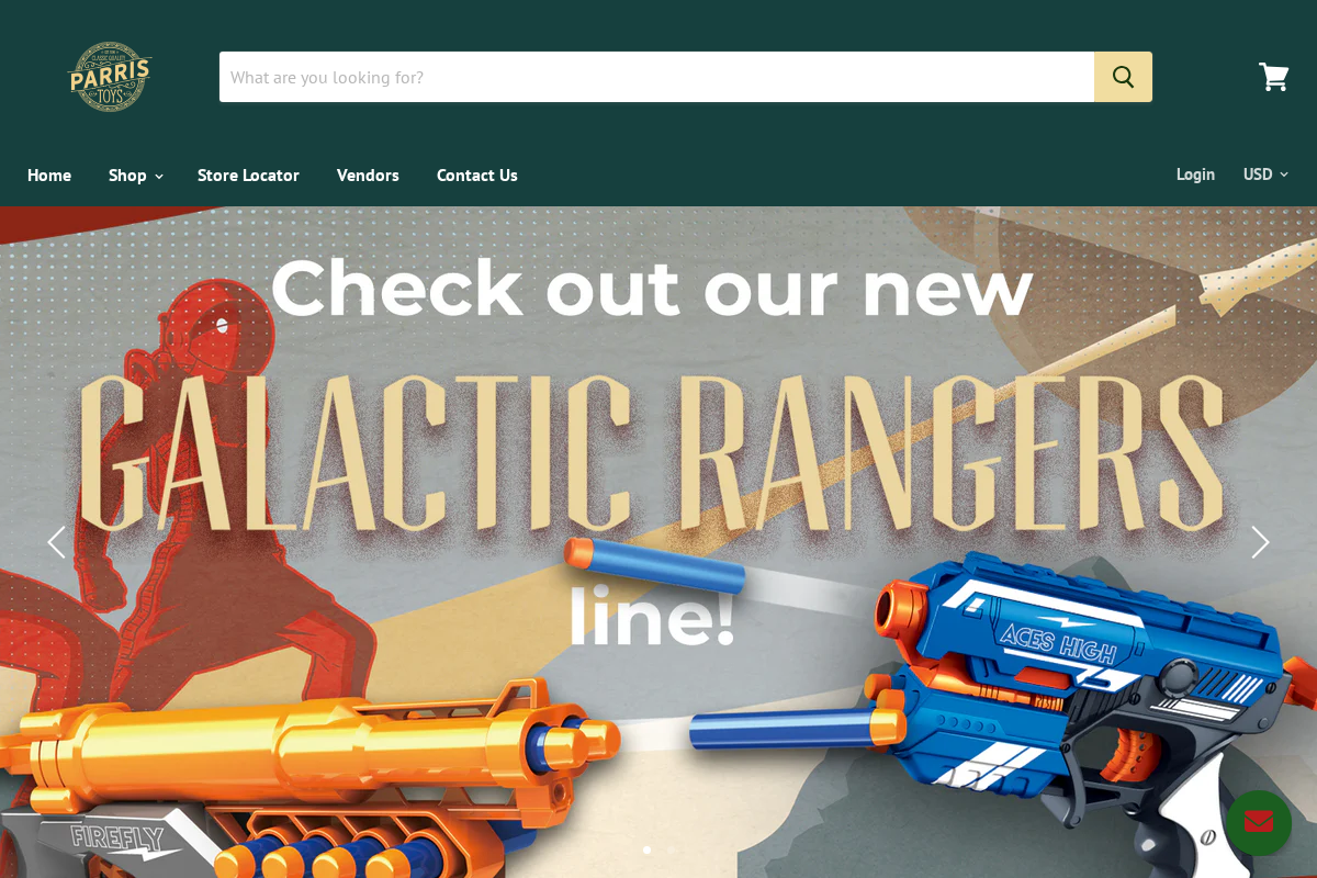 Parris Toys homepage screenshot