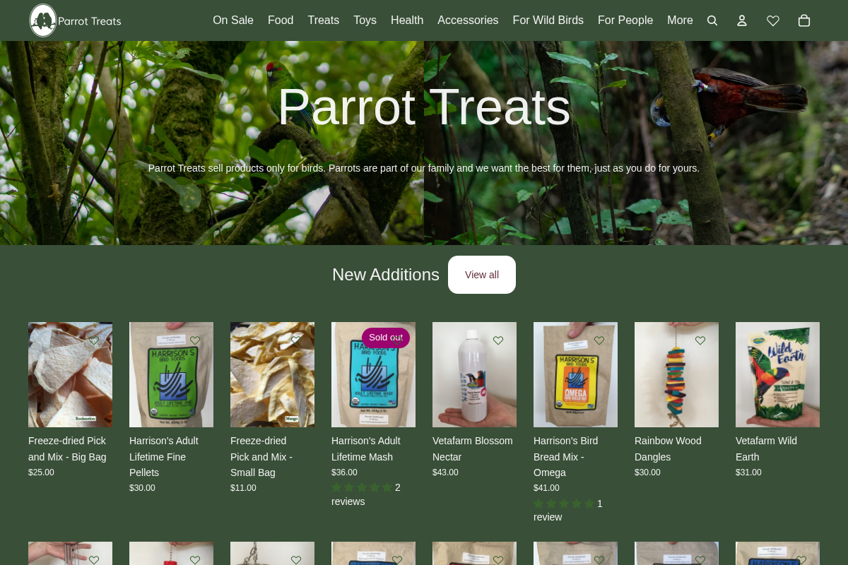 parrottreats.co.nz homepage screenshot