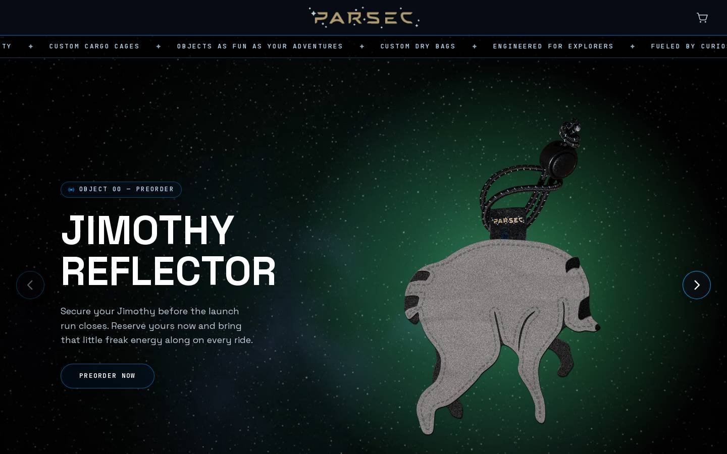 parsecobjects.com homepage screenshot