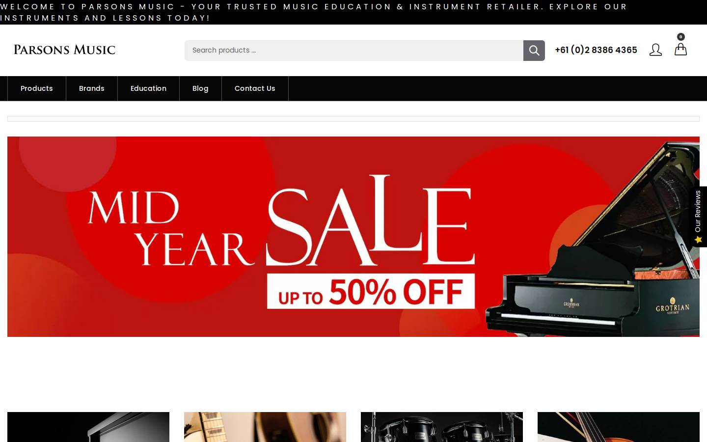 parsonsmusic.com.au homepage screenshot