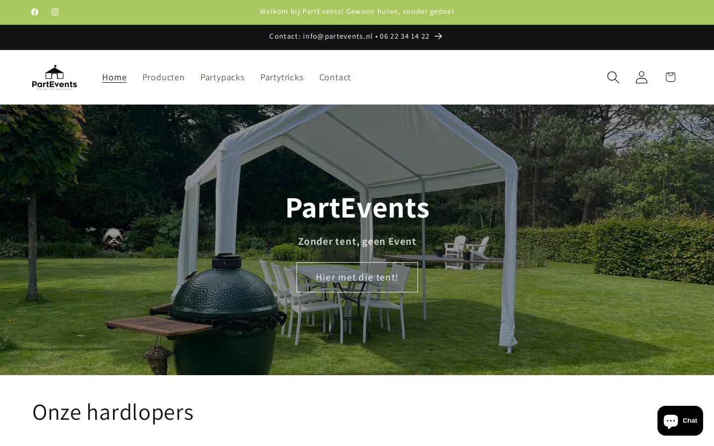 PartEvents homepage screenshot