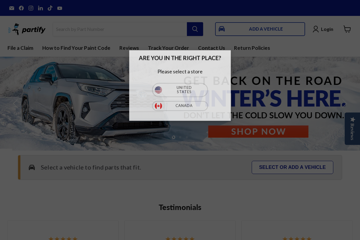 Partify Canada homepage screenshot