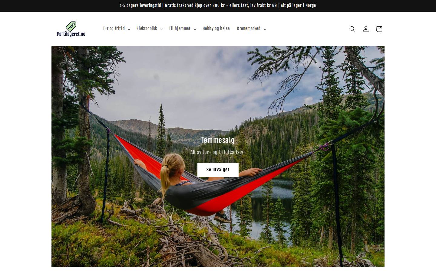 Partilageret.no homepage screenshot