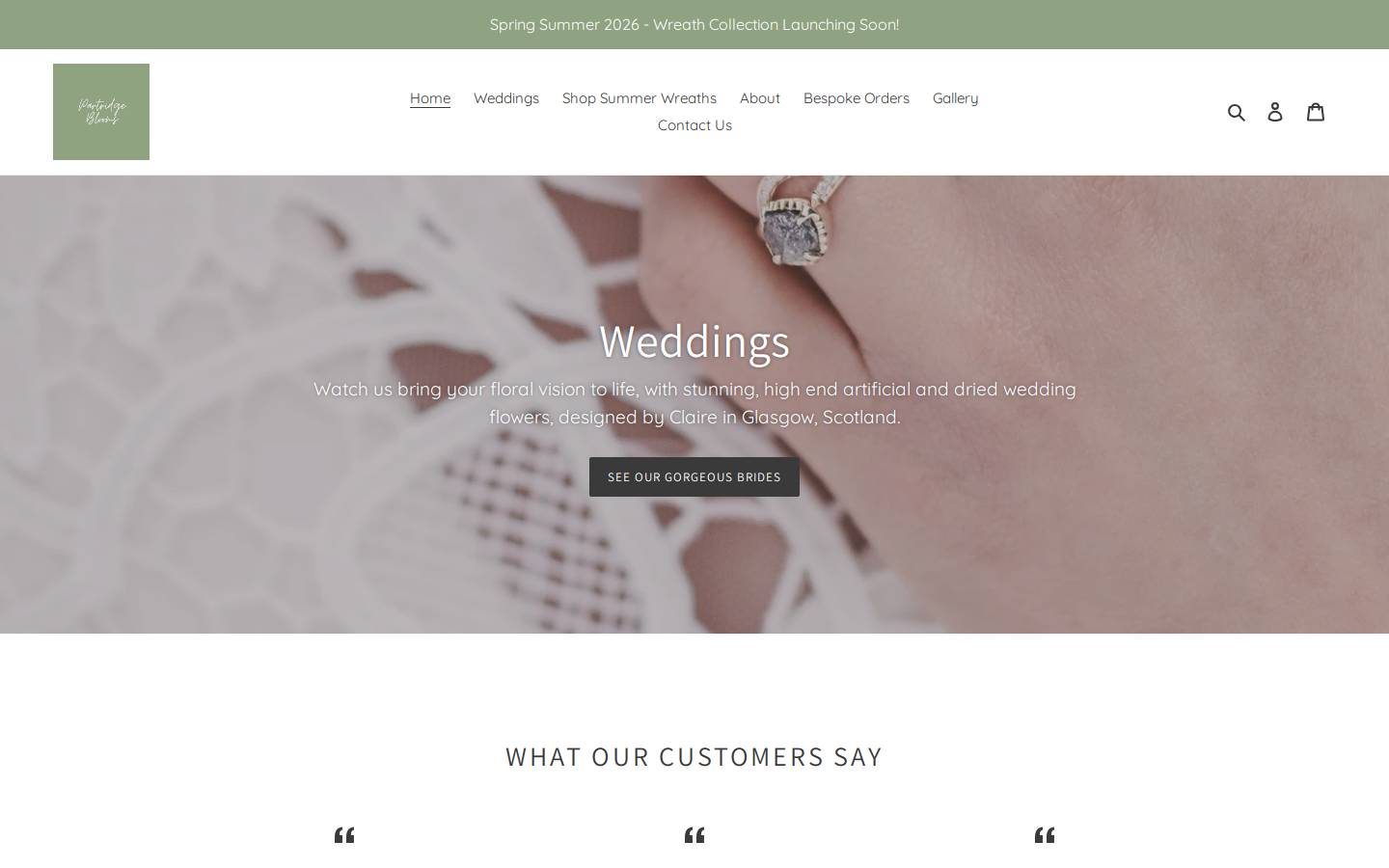 partridgeblooms.com homepage screenshot