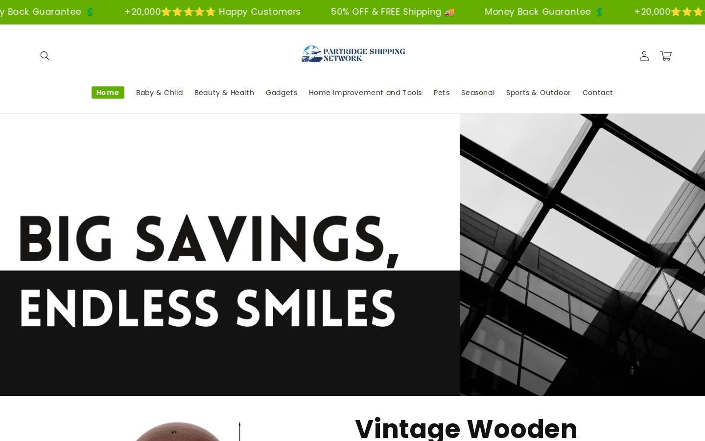 partridgeshippingnetwork.com homepage screenshot