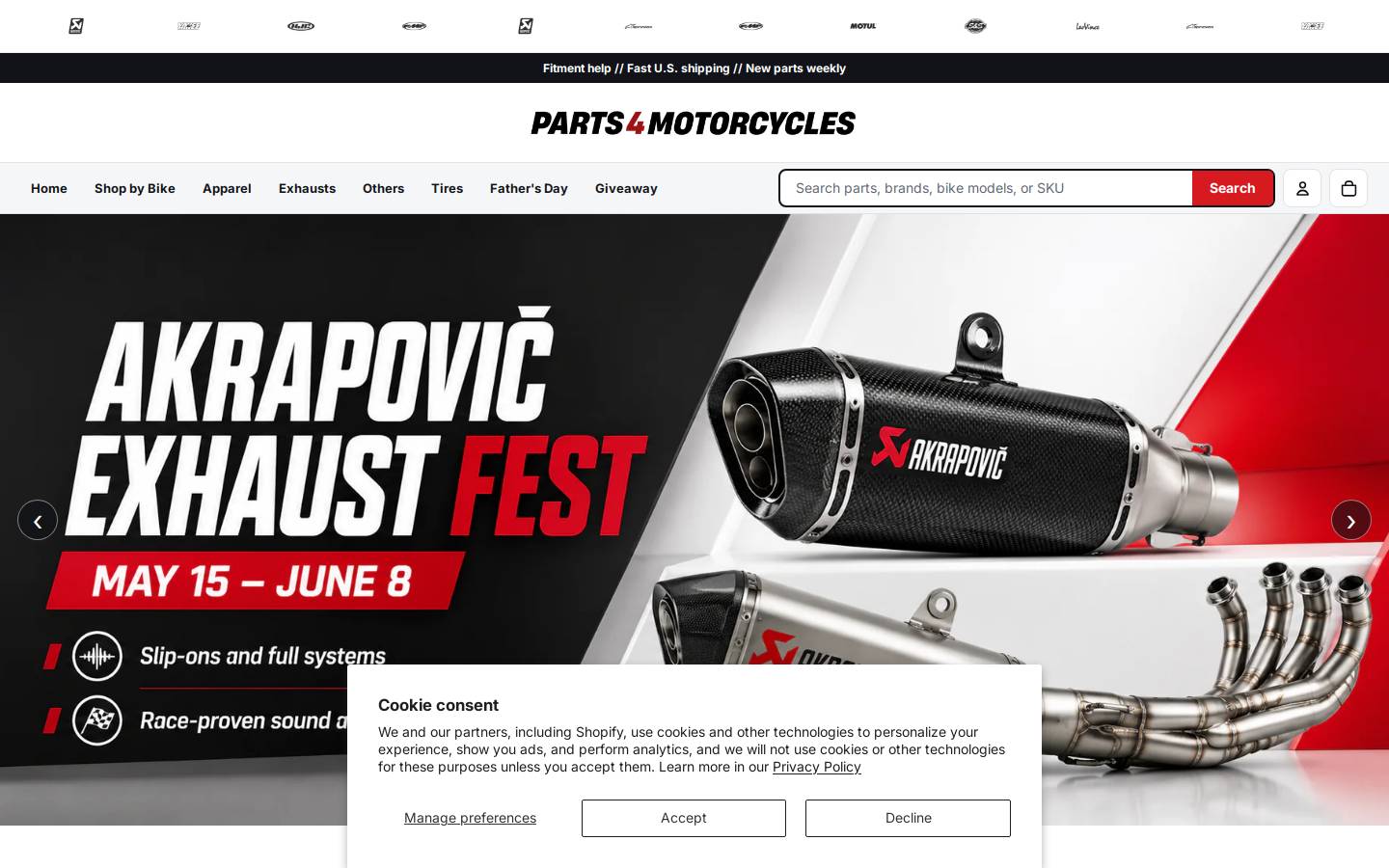 Parts4motorcycles homepage screenshot