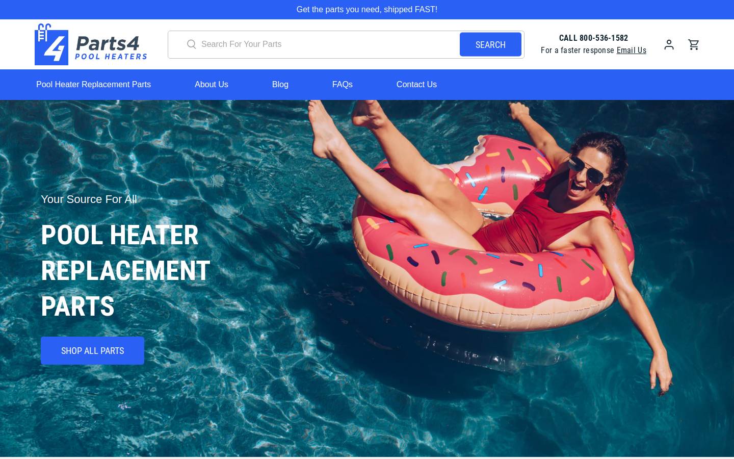 parts4poolheaters.com homepage screenshot