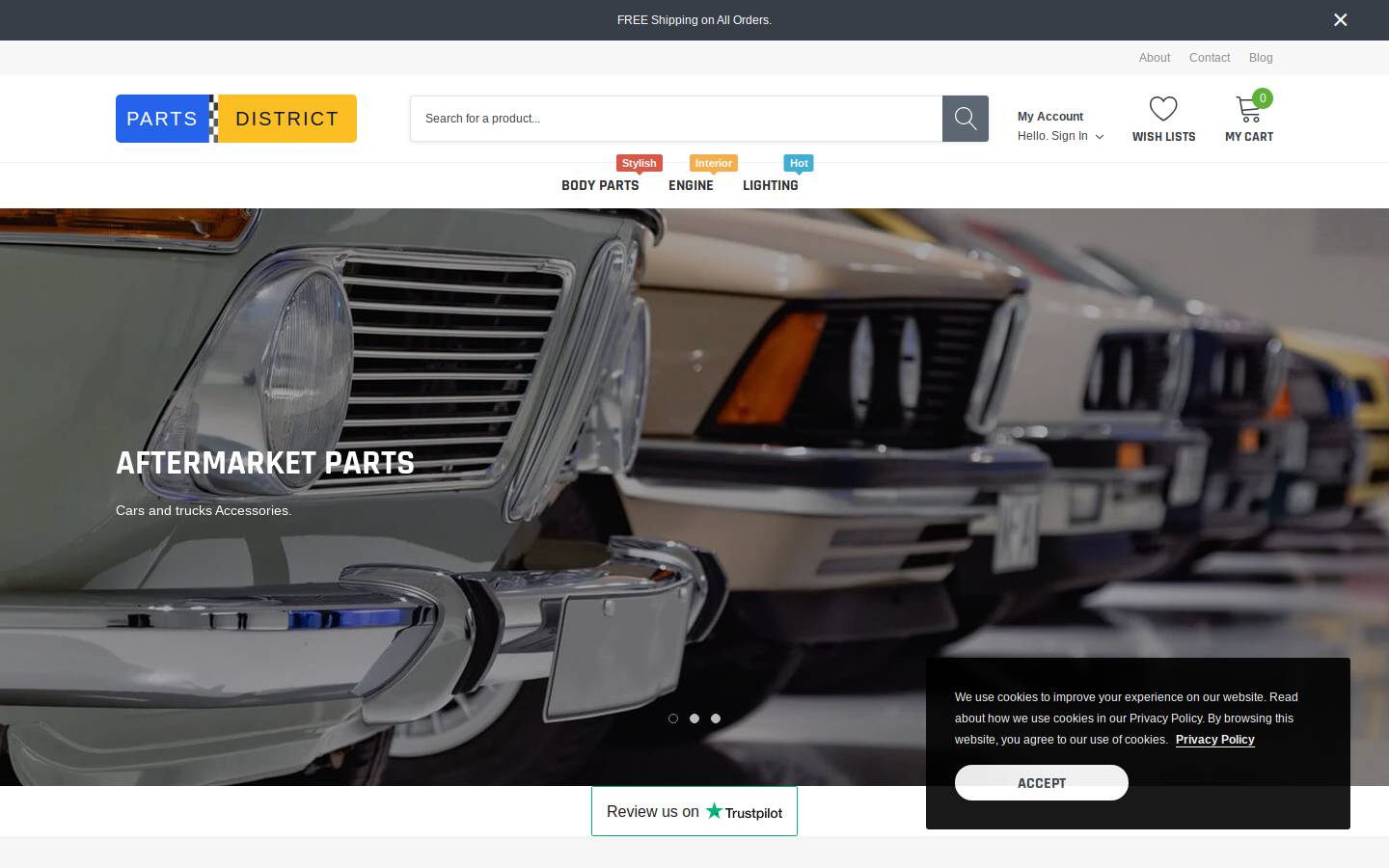 Parts District homepage screenshot