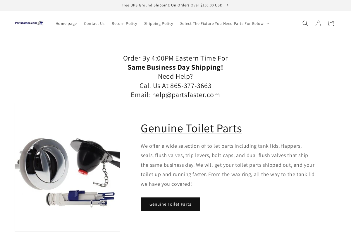partsfaster.com homepage screenshot