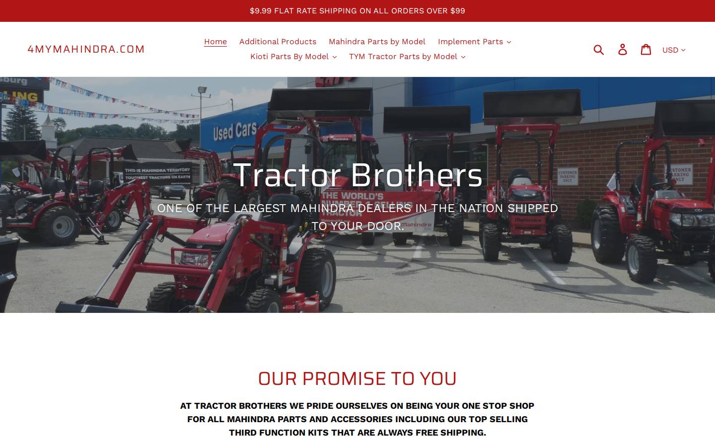 partsmahindra.com homepage screenshot