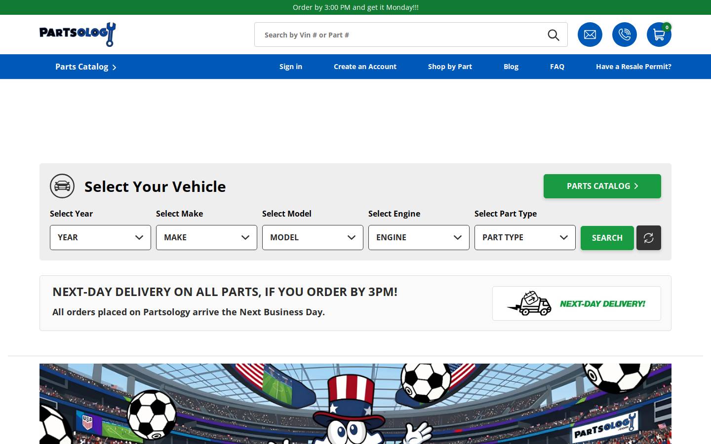 Partsology homepage screenshot