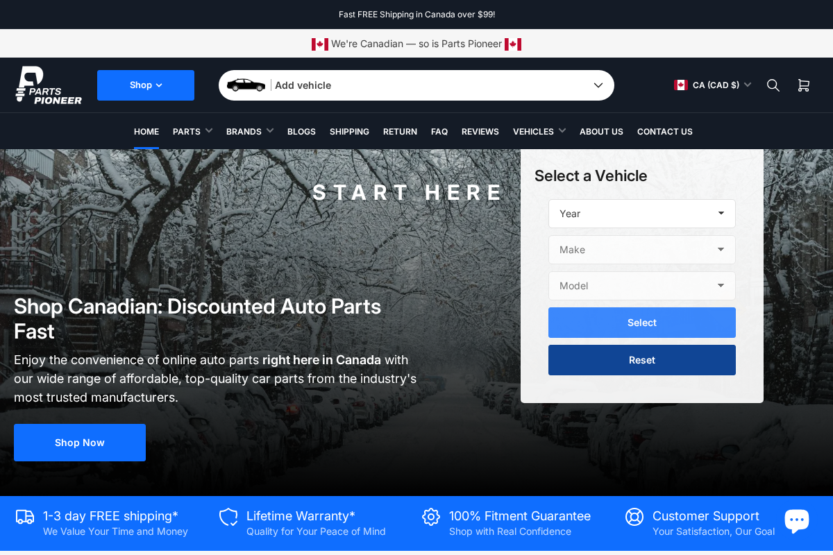 Partspioneer homepage screenshot