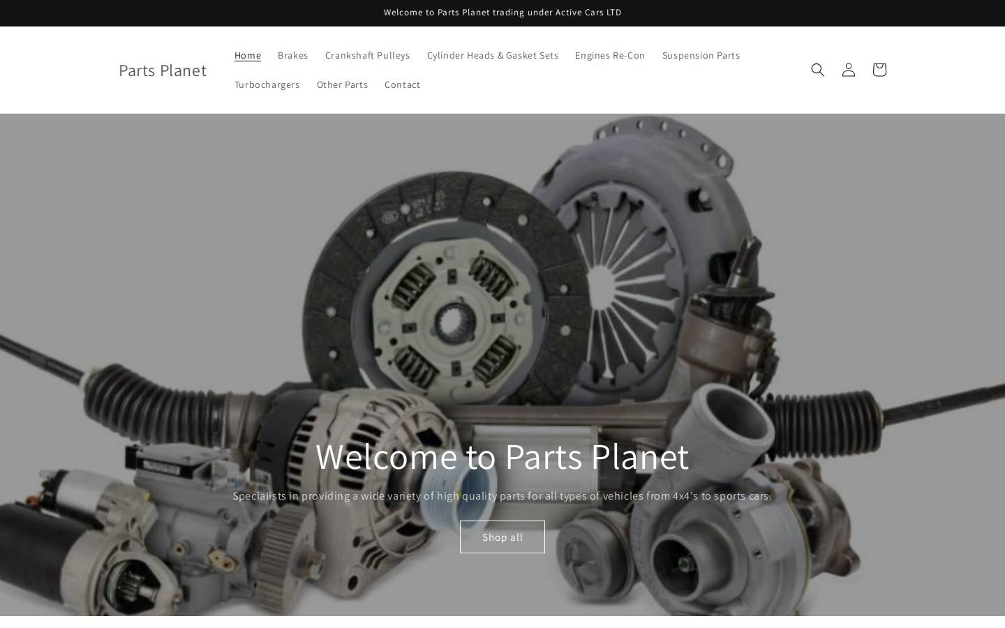 partsplanet.co.uk homepage screenshot