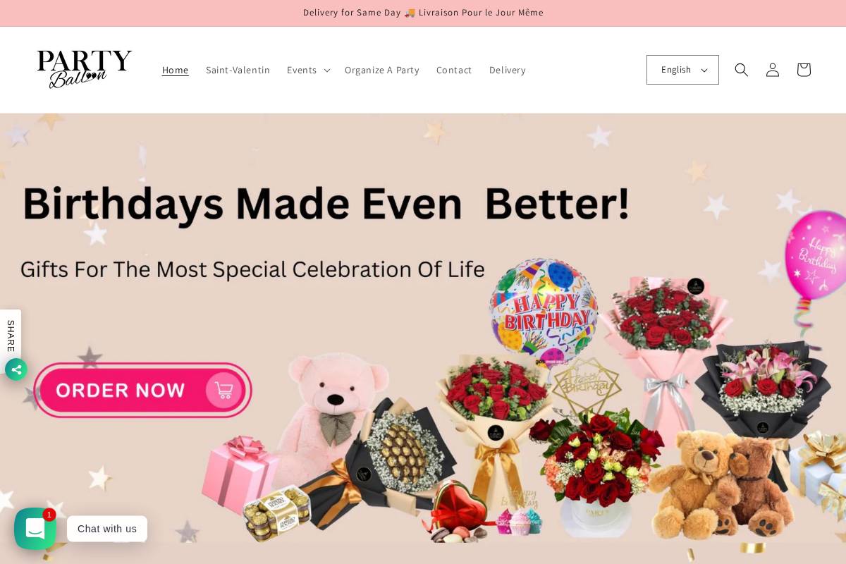 partyballoon.ca homepage screenshot