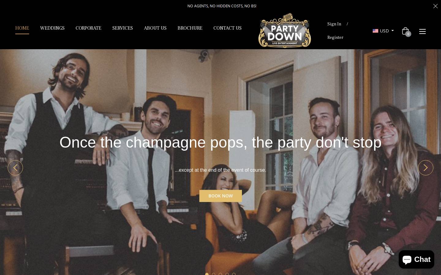 partydownlive.com homepage screenshot