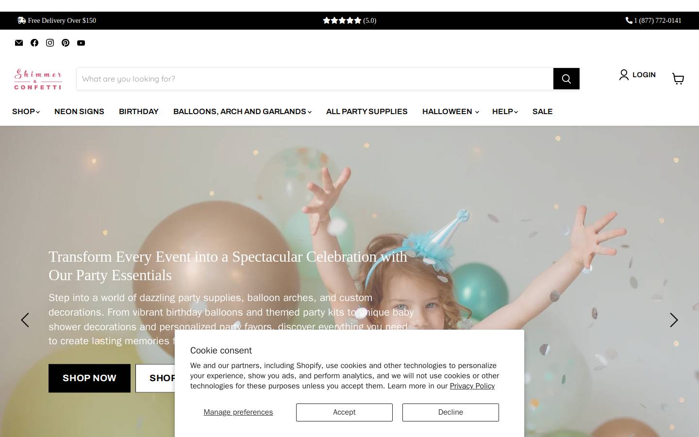 partyfavor.ca homepage screenshot