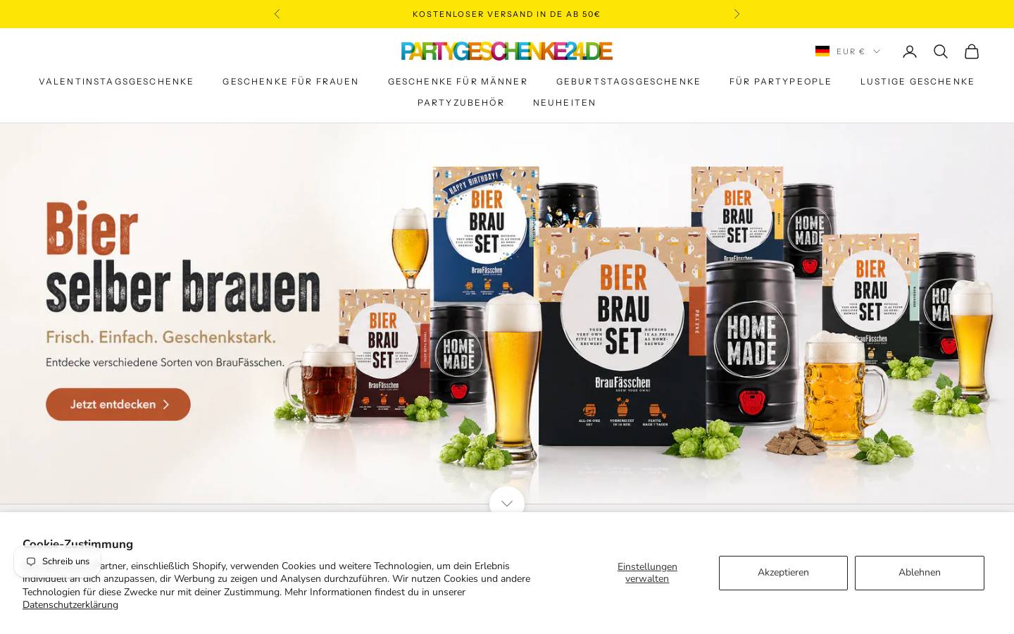 Partygeschenke24 homepage screenshot