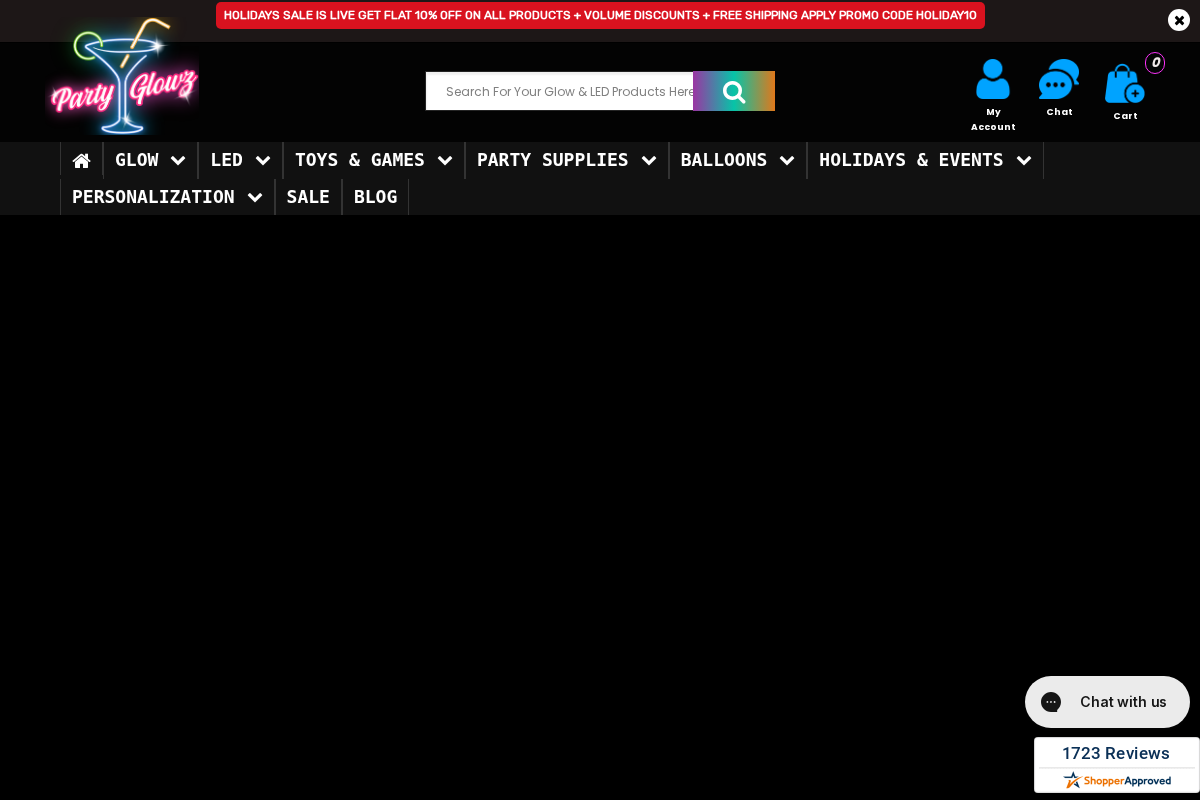 PartyGlowz.com homepage screenshot