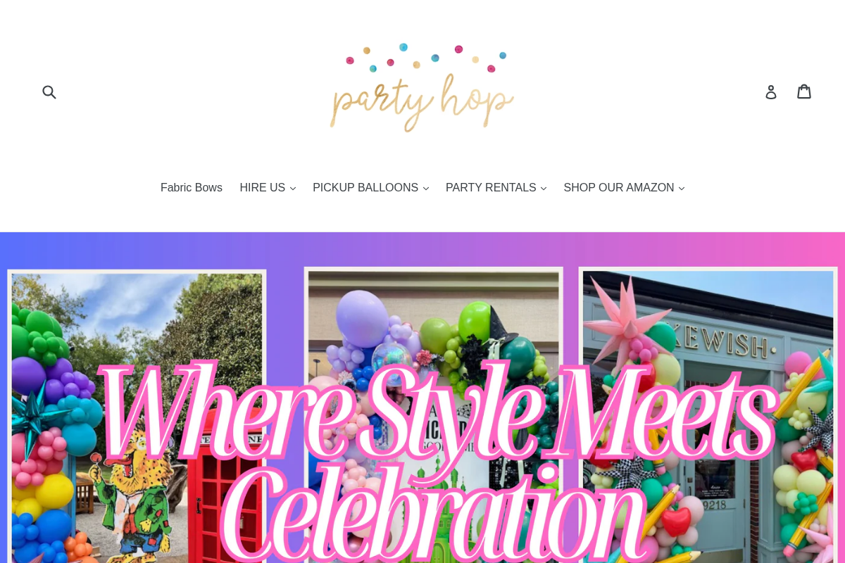 Party Hop Shop homepage screenshot