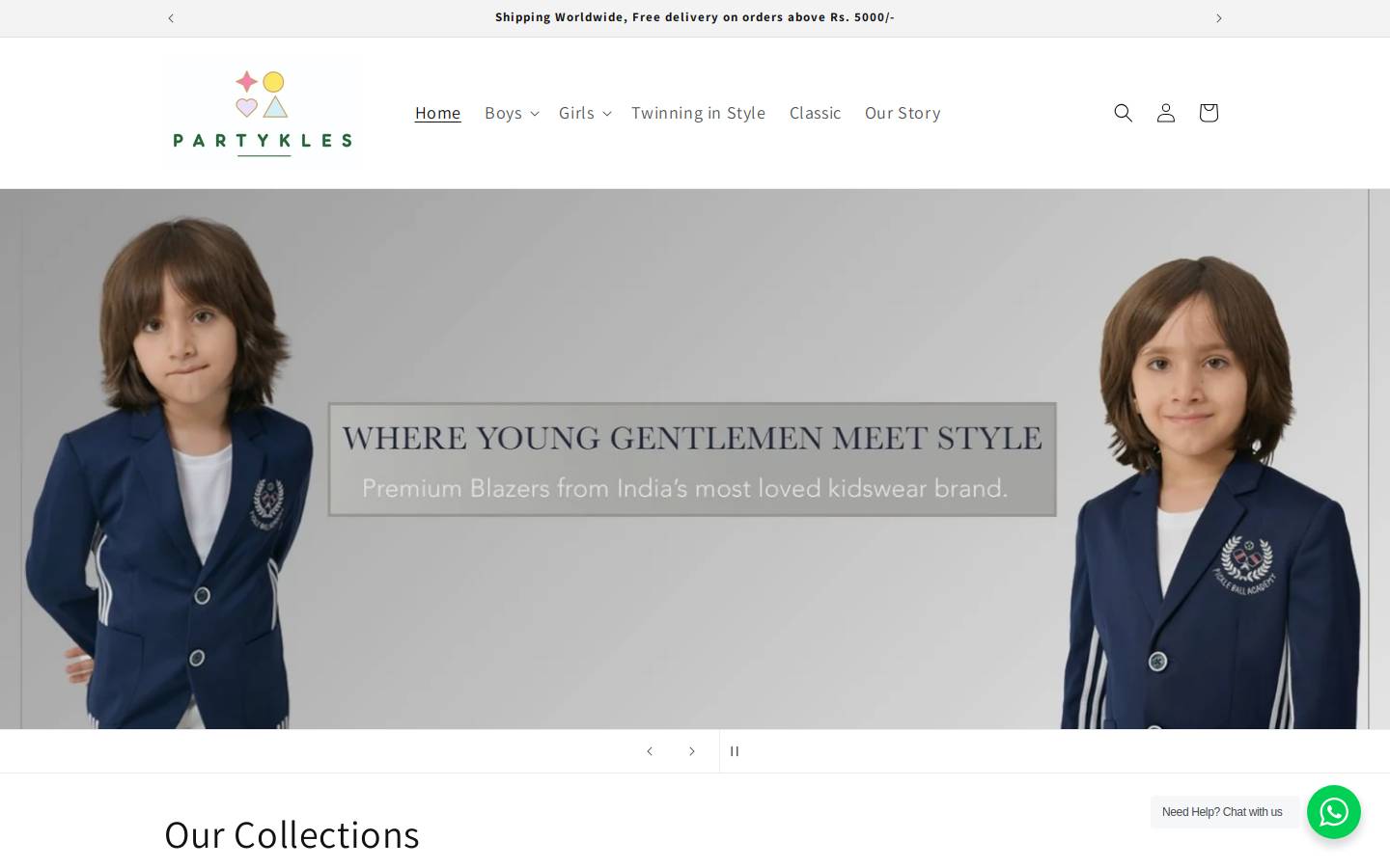 partykles.in homepage screenshot