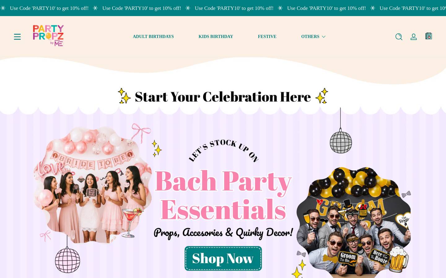 partypropz.com homepage screenshot