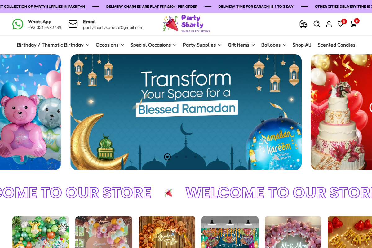 Party Sharty homepage screenshot