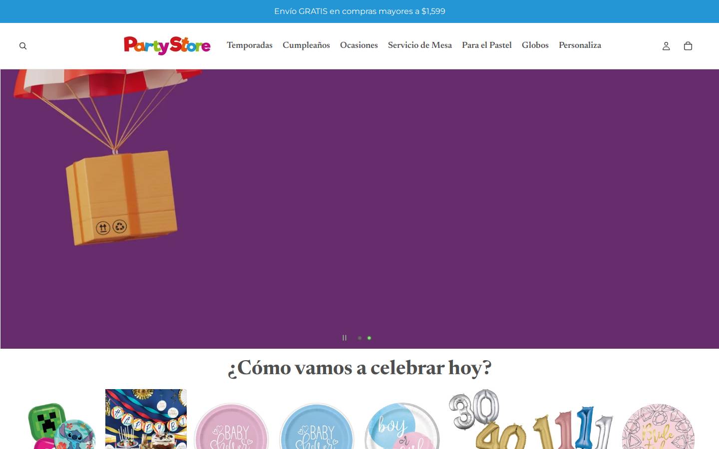 partystore.mx homepage screenshot