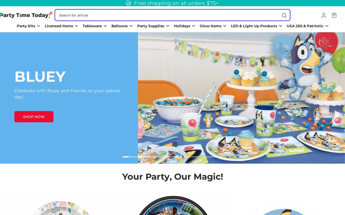 Party Time Today homepage screenshot