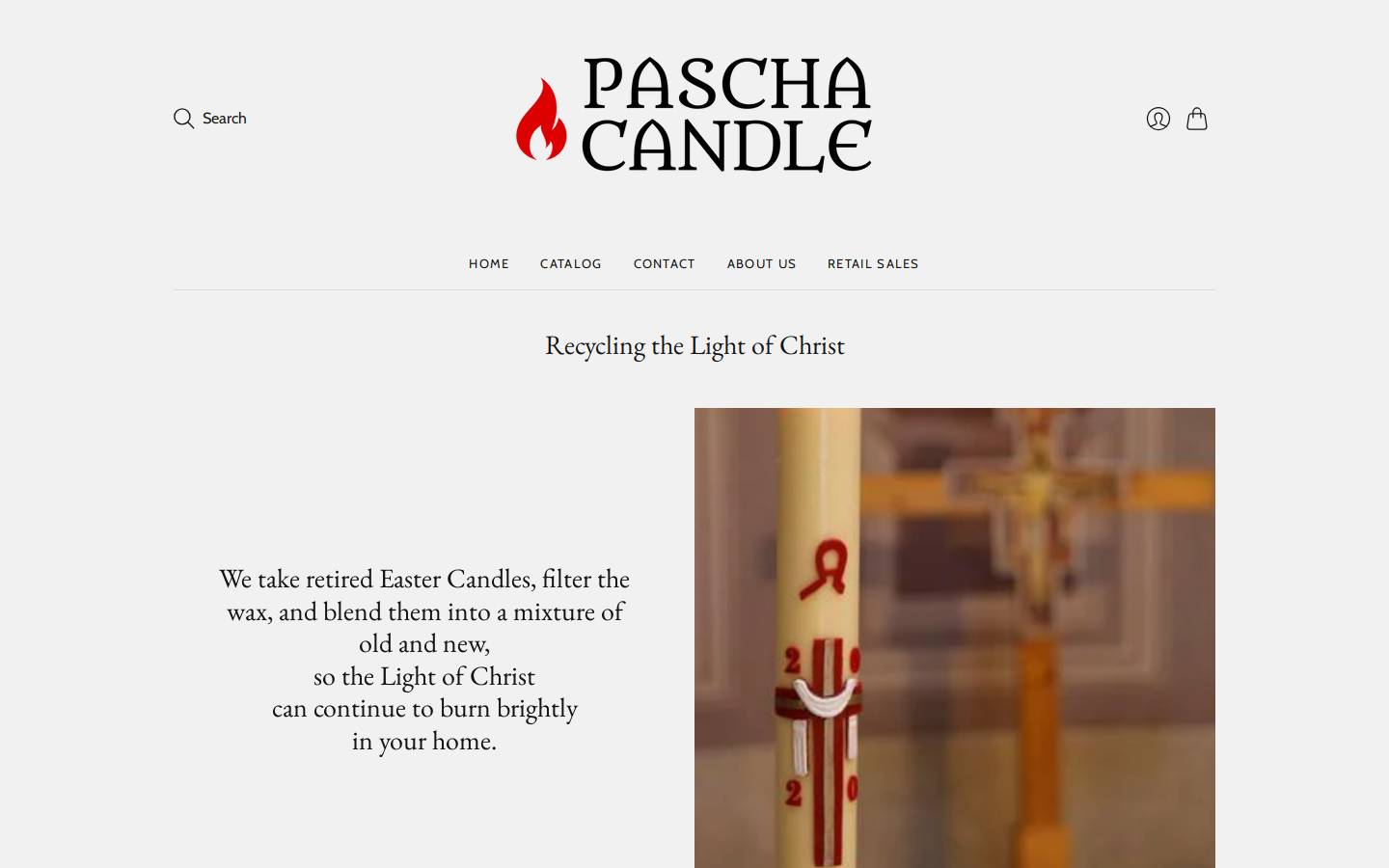 paschacandle.com homepage screenshot