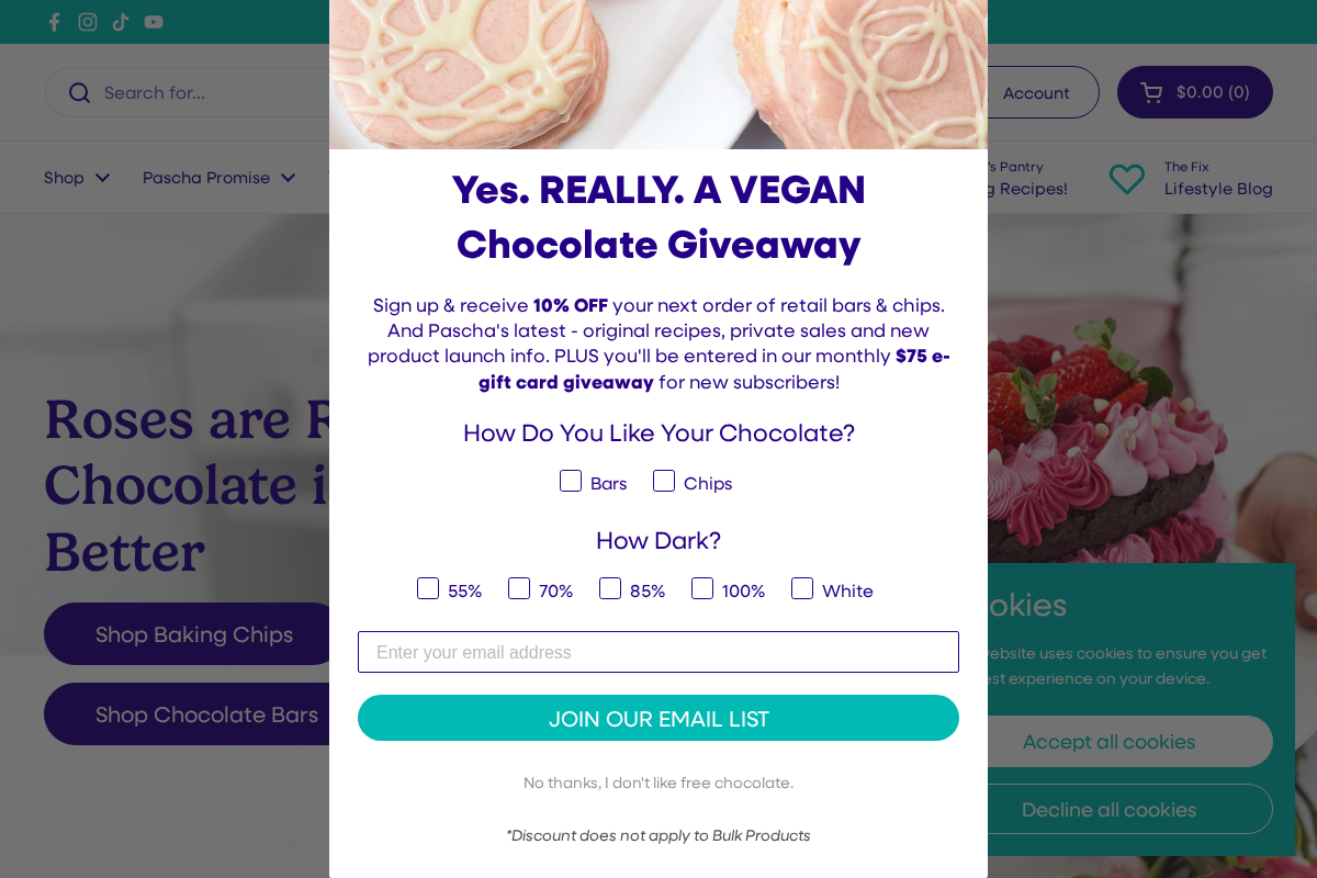 Pascha Chocolate Co homepage screenshot