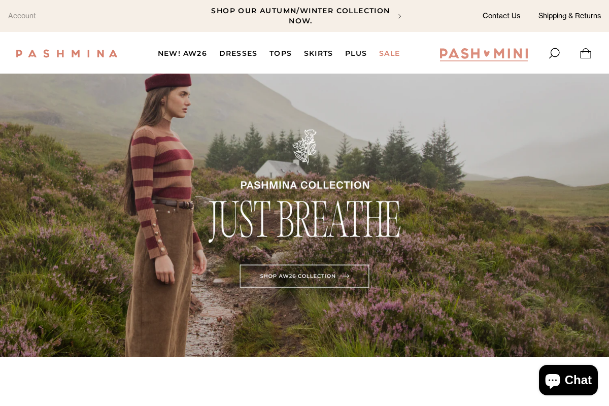 Pashmina Collection homepage screenshot