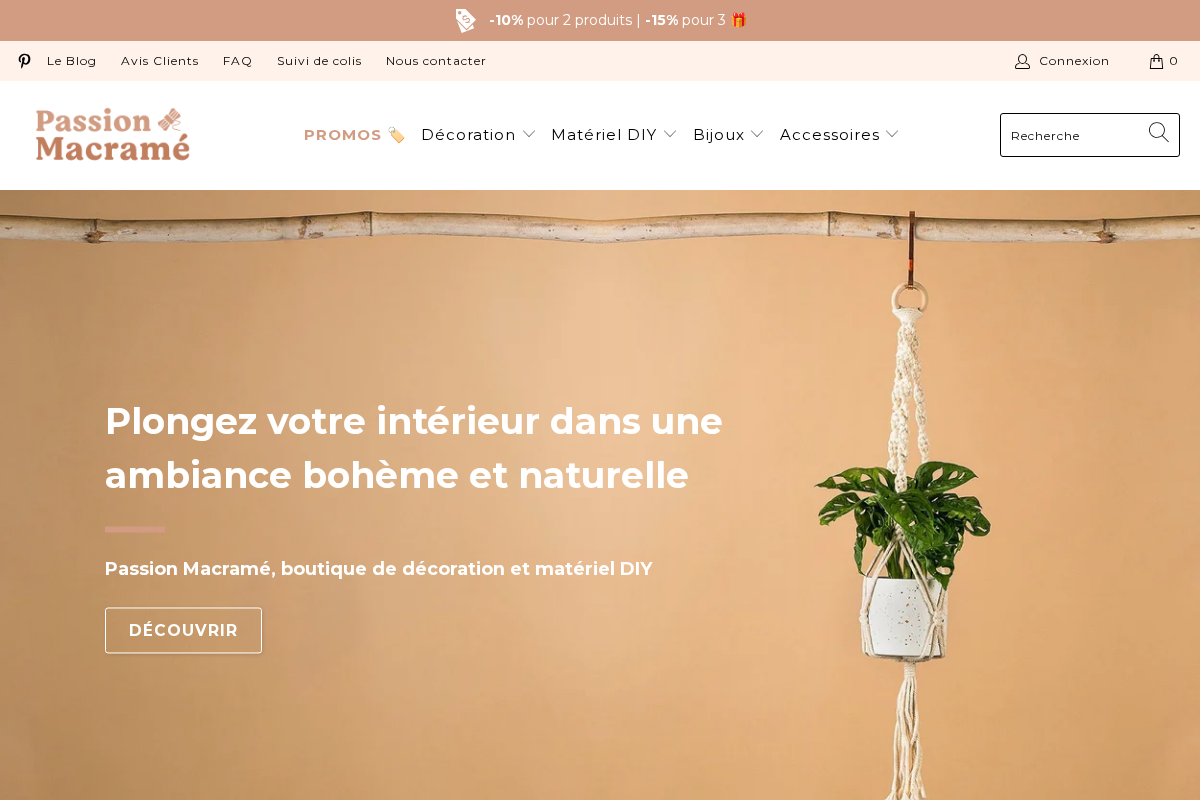 Passion Macramé homepage screenshot