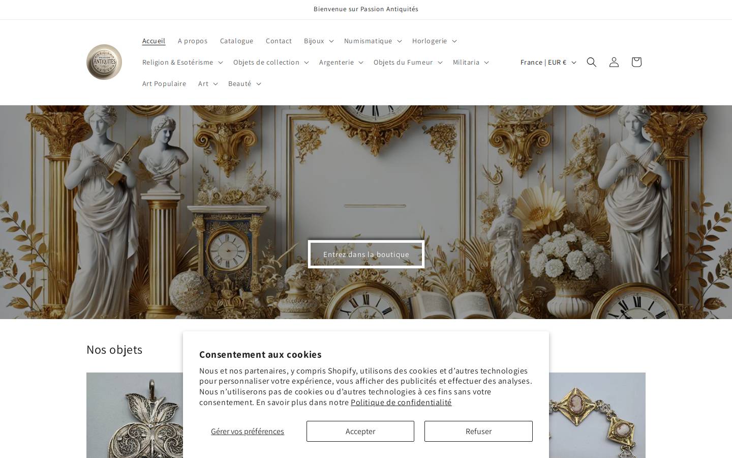 passionantiquites.com homepage screenshot