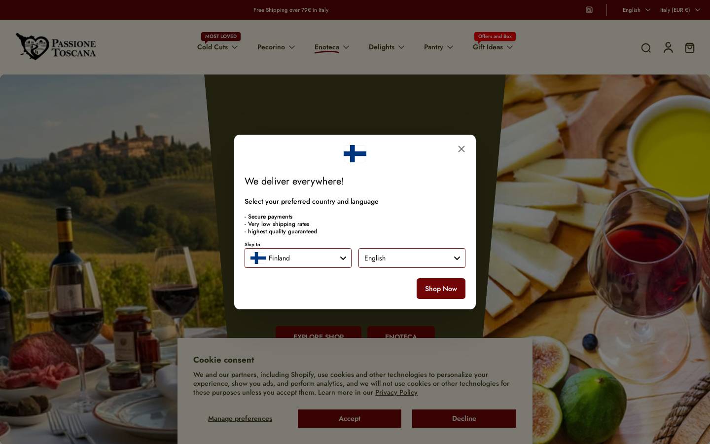 Passione Toscana homepage screenshot