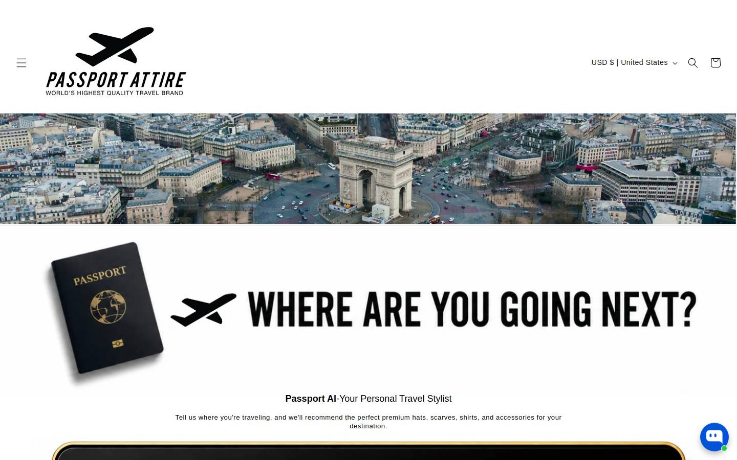 passportattire.com homepage screenshot