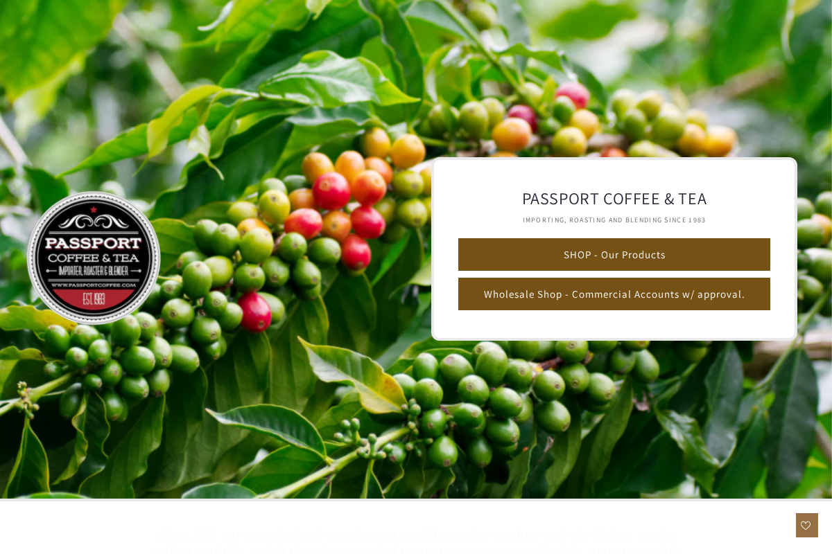 WHOLESALE Passport Coffee & Tea homepage screenshot