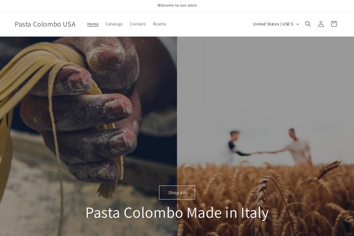 pastacolombousa.com homepage screenshot