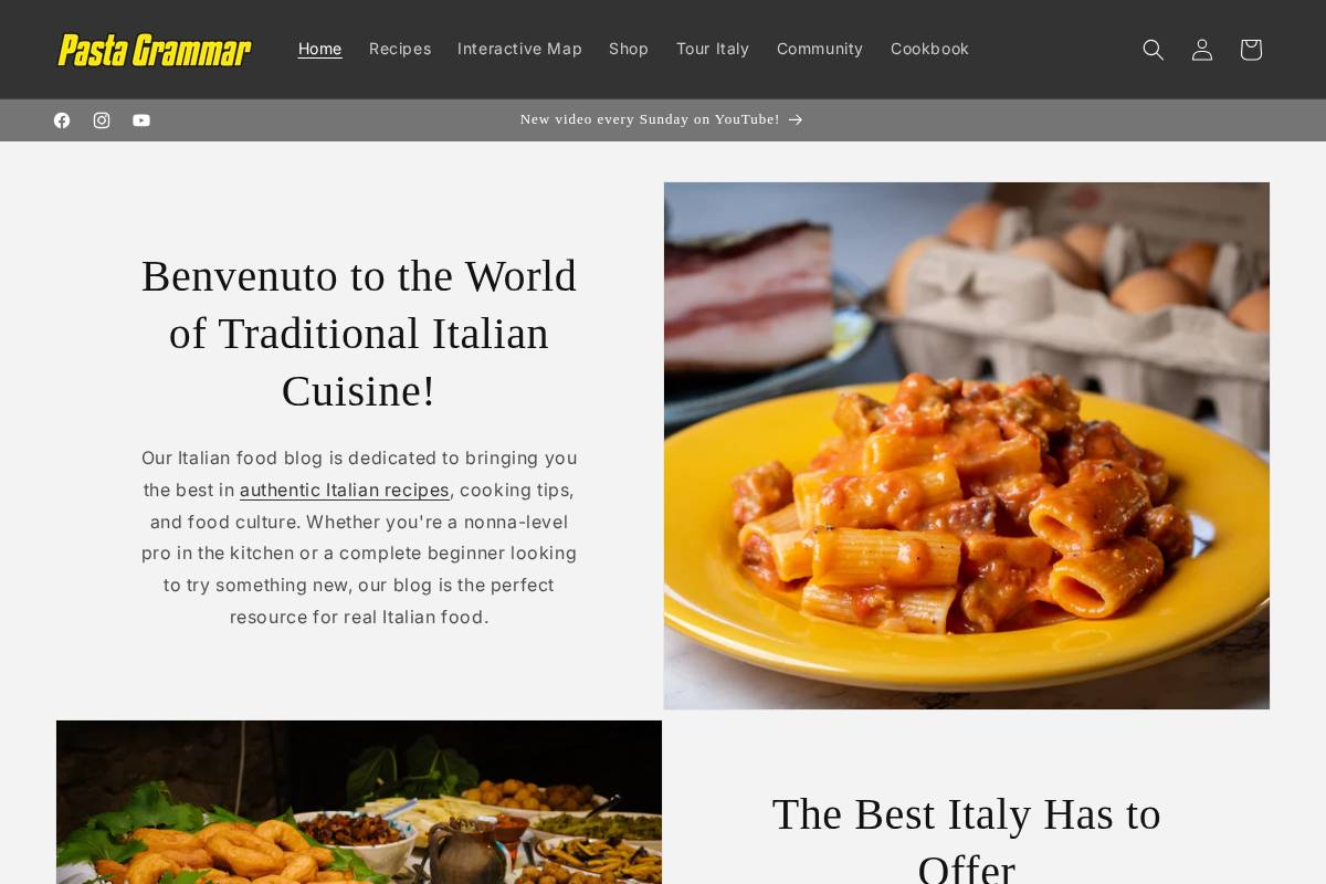 pastagrammar.com homepage screenshot