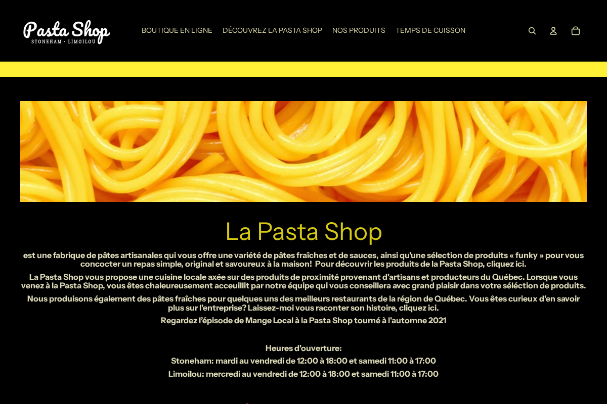 Pasta Shop Stoneham homepage screenshot