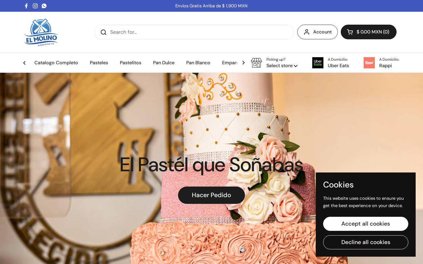 pasteleriaelmolino.com homepage screenshot
