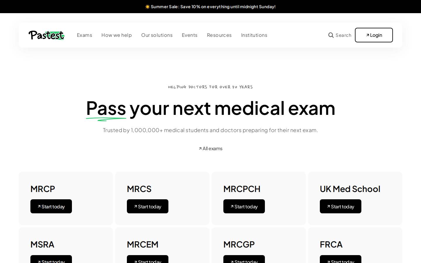 Pastest homepage screenshot