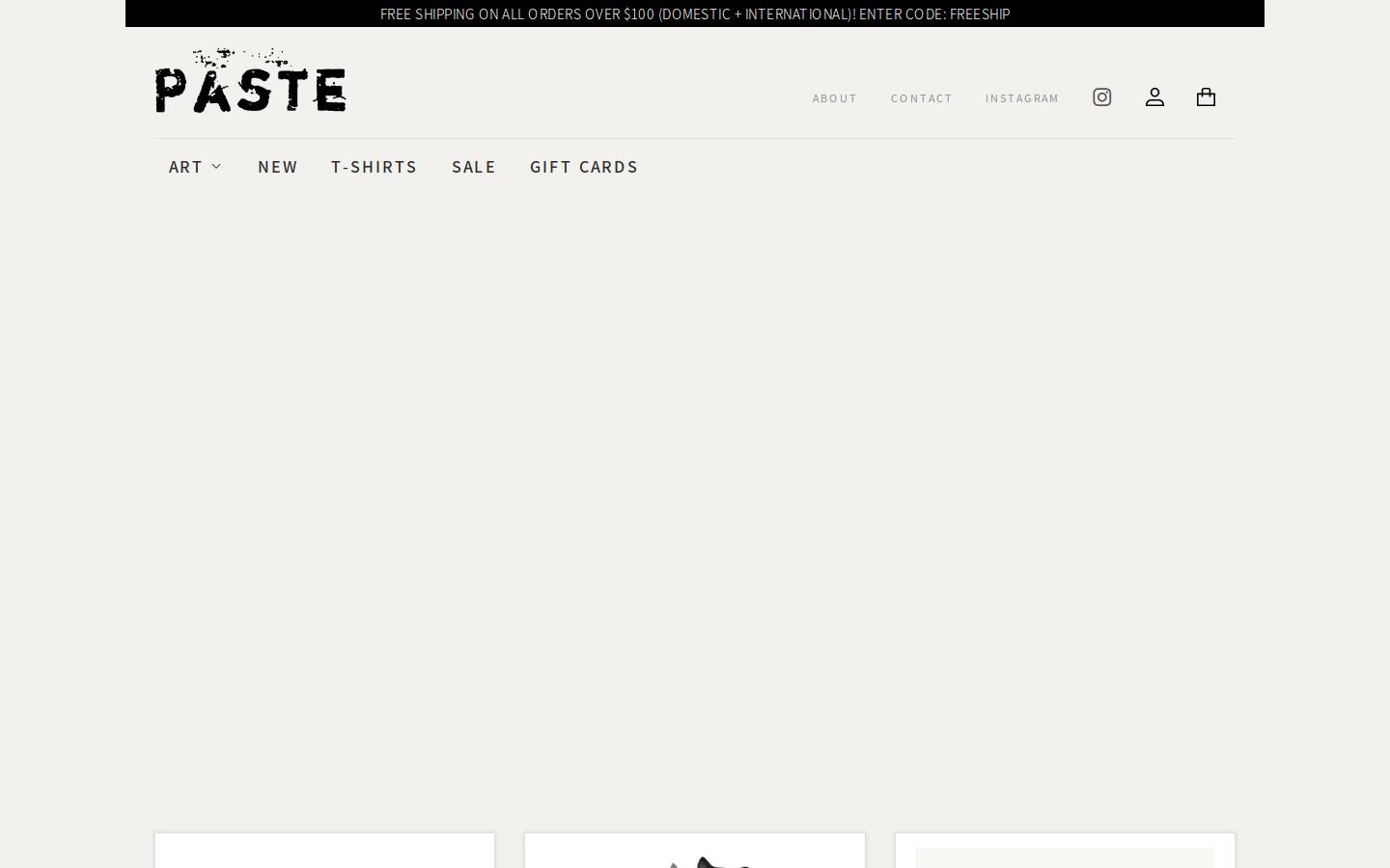 pastetshirts.com homepage screenshot