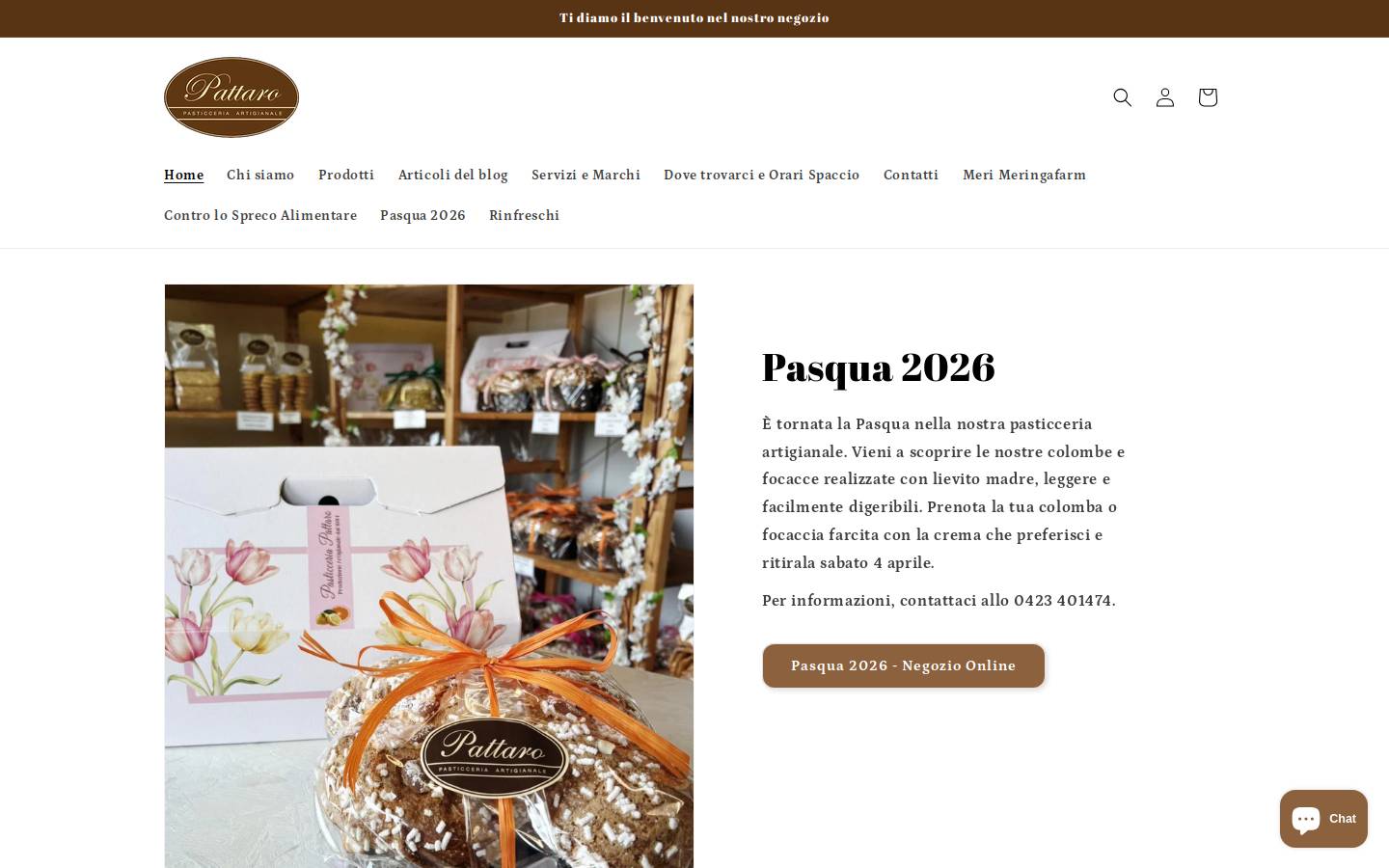 pasticceriapattaro.com homepage screenshot
