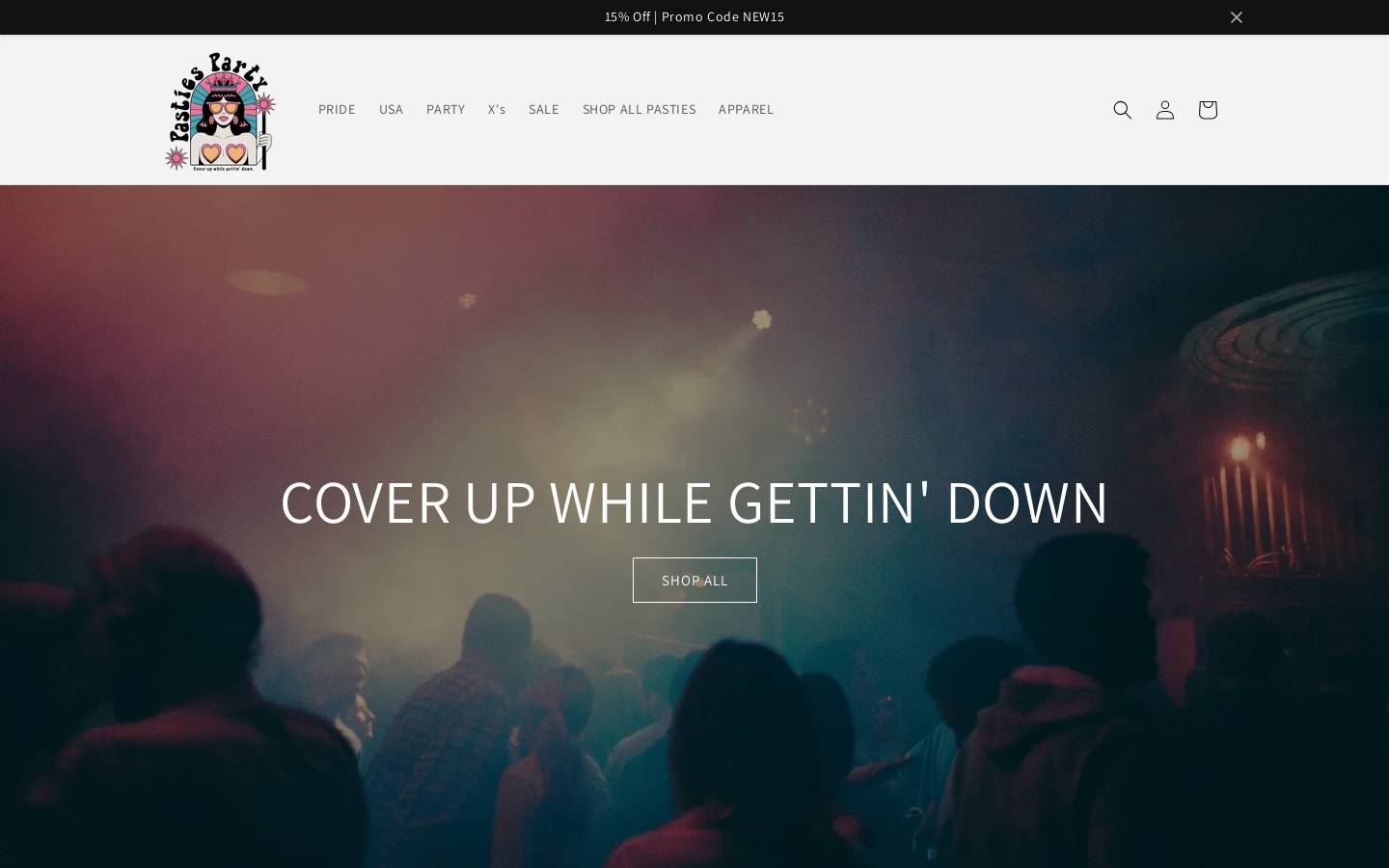 pastiesparty.com homepage screenshot