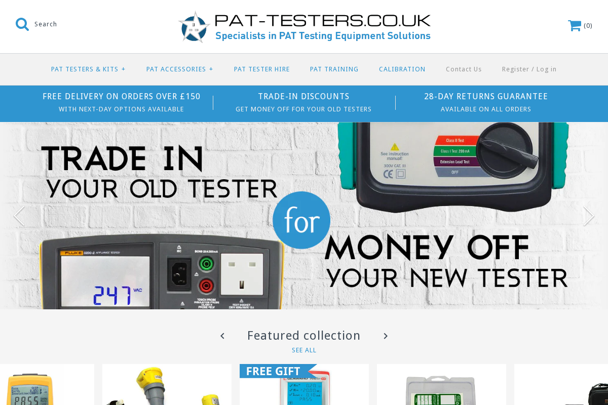 Pat Testers homepage screenshot