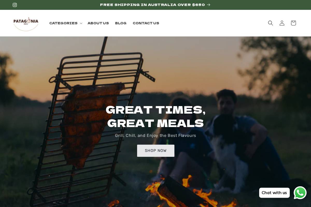 patagoniabbqau.com homepage screenshot