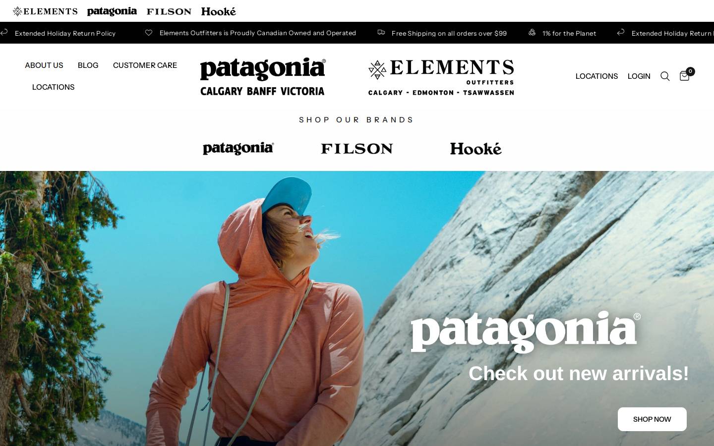 patagoniaelements.ca homepage screenshot