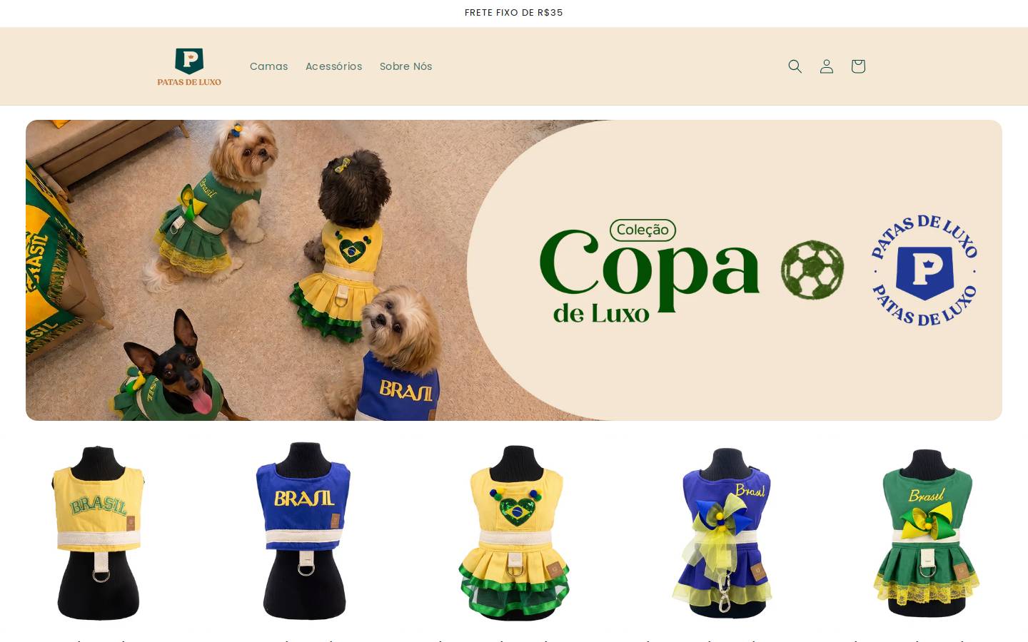 patasdeluxo.com.br homepage screenshot