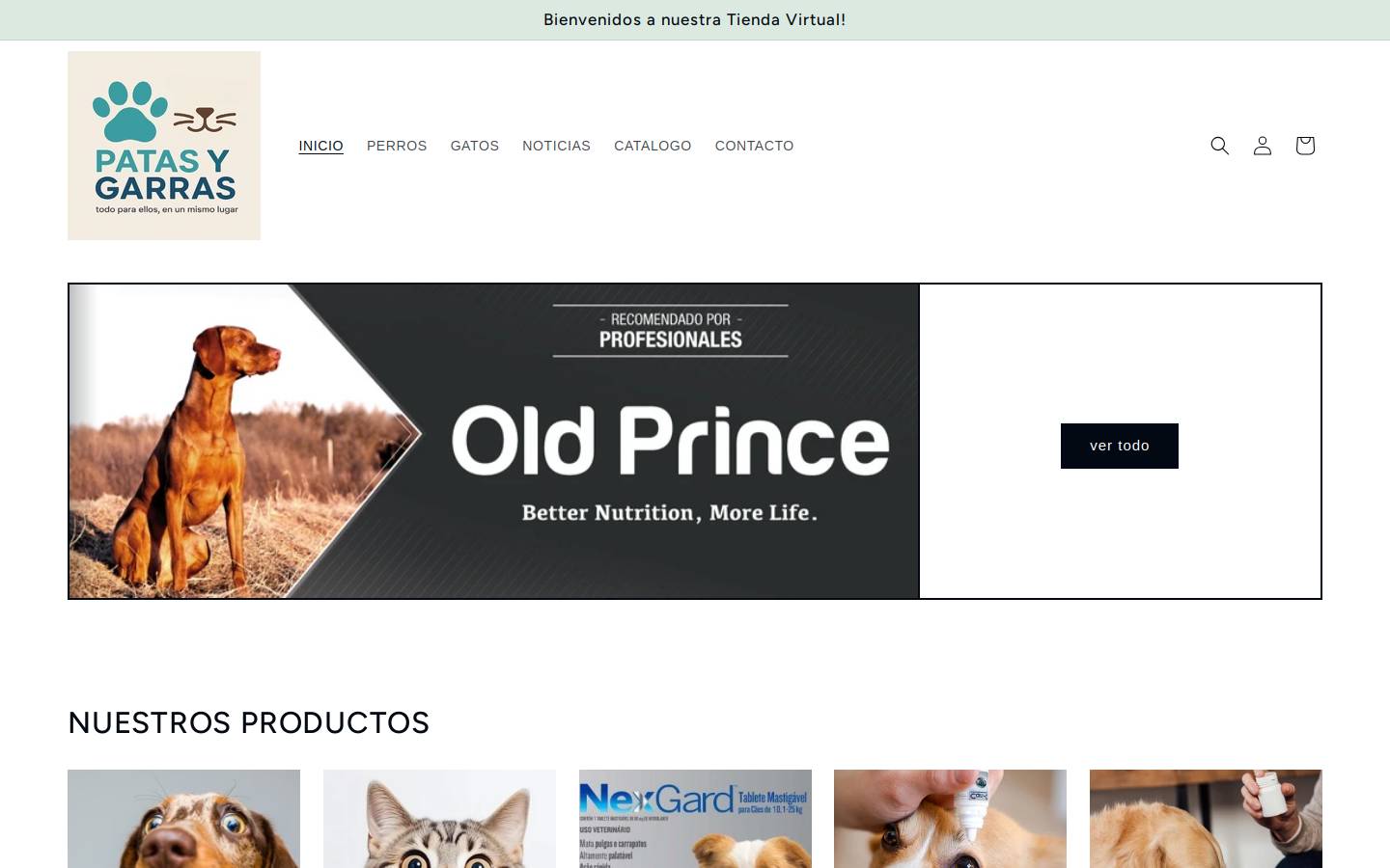patasygarras.com homepage screenshot