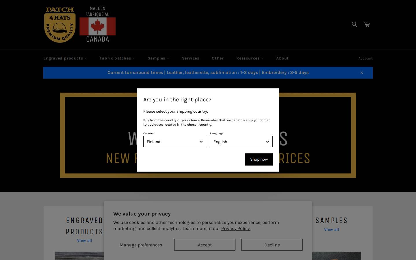 patch4hats.com homepage screenshot